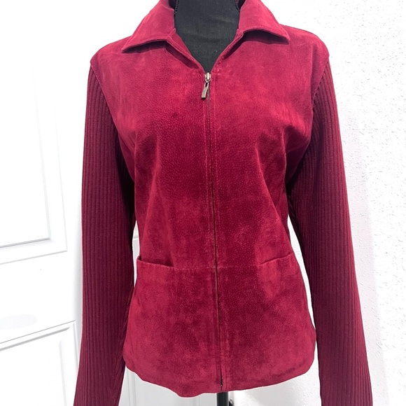 A.M.I. vintage leather Classic Red Bomber Jacket  XL - Picture 1 of 14